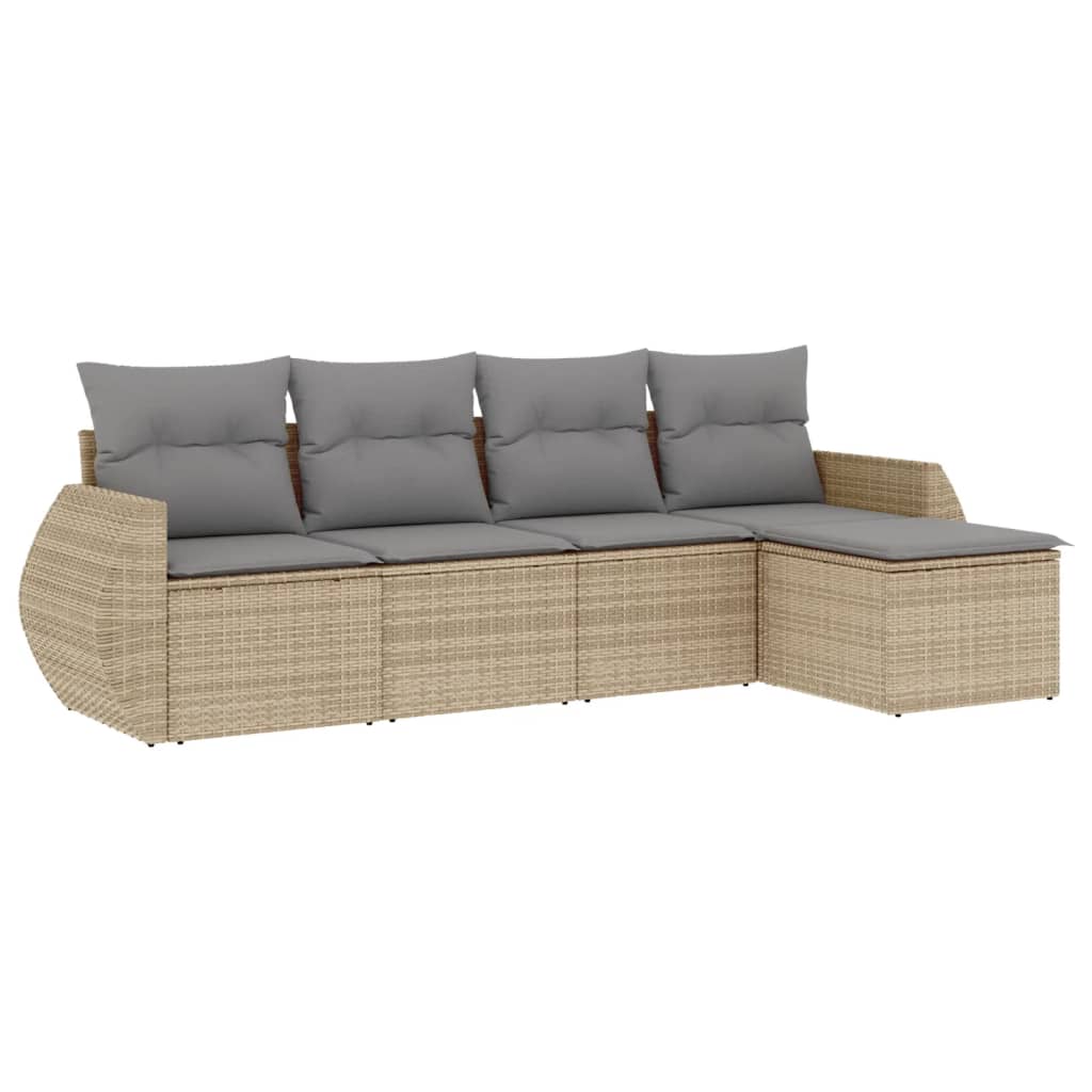 5-delige Loungeset met kussens poly rattan beige is nu te koop bij PeponiXL, paradijselijk wonen!