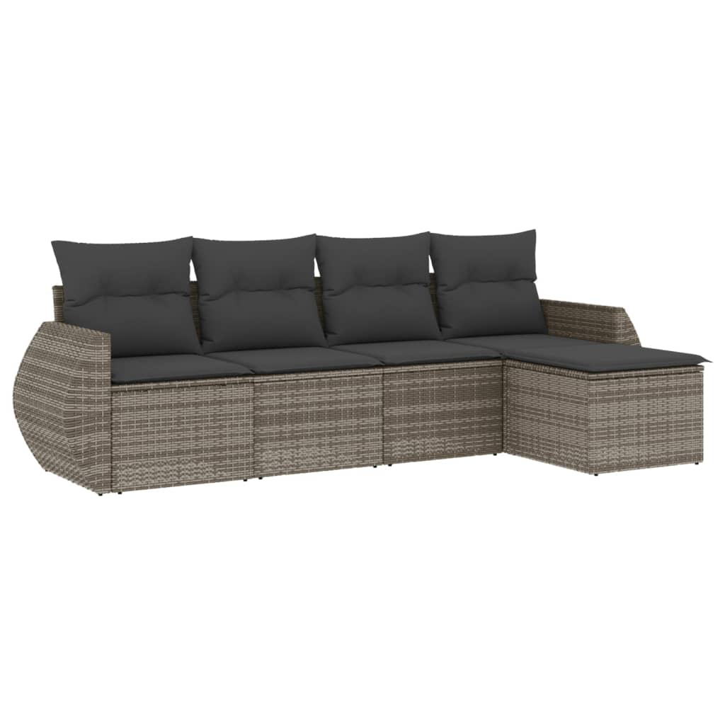 5-delige Loungeset met kussens poly rattan grijs is nu te koop bij PeponiXL, paradijselijk wonen!