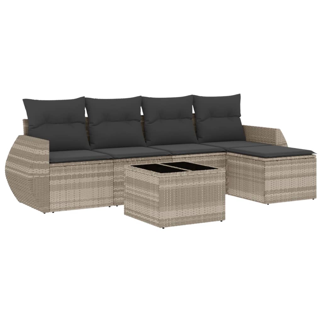 6-delige Loungeset met kussens poly rattan lichtgrijs is nu te koop bij PeponiXL, paradijselijk wonen!