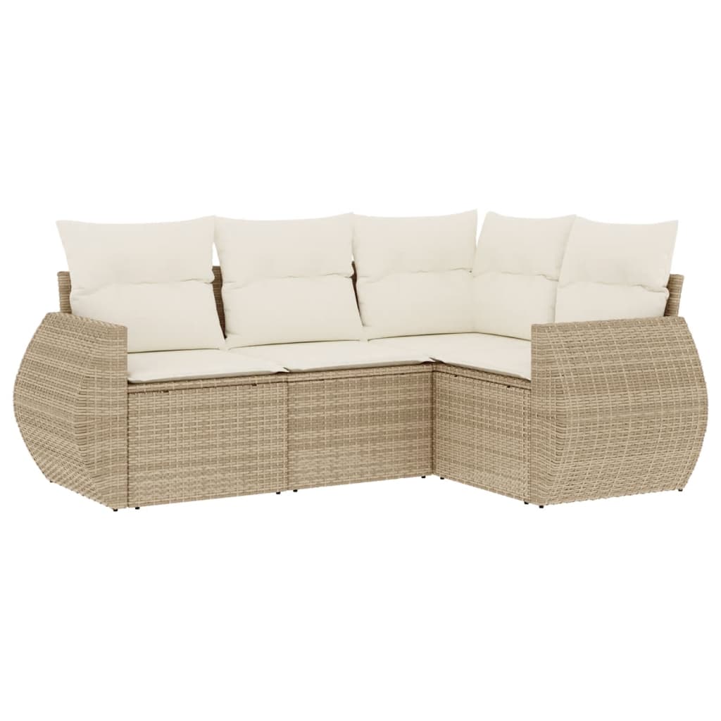 4-delige Loungeset met kussens poly rattan beige is nu te koop bij PeponiXL, paradijselijk wonen!