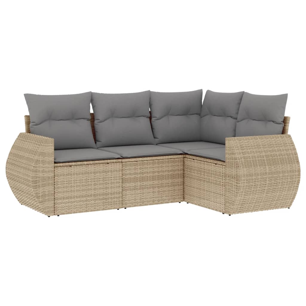 4-delige Loungeset met kussens poly rattan beige is nu te koop bij PeponiXL, paradijselijk wonen!
