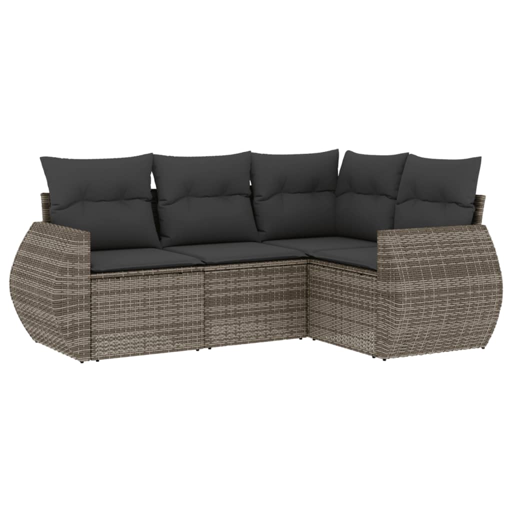 4-delige Loungeset met kussens poly rattan grijs is nu te koop bij PeponiXL, paradijselijk wonen!
