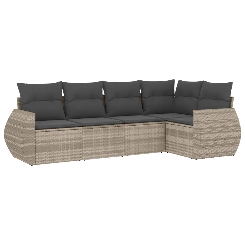 5-delige Loungeset met kussens poly rattan lichtgrijs is nu te koop bij PeponiXL, paradijselijk wonen!