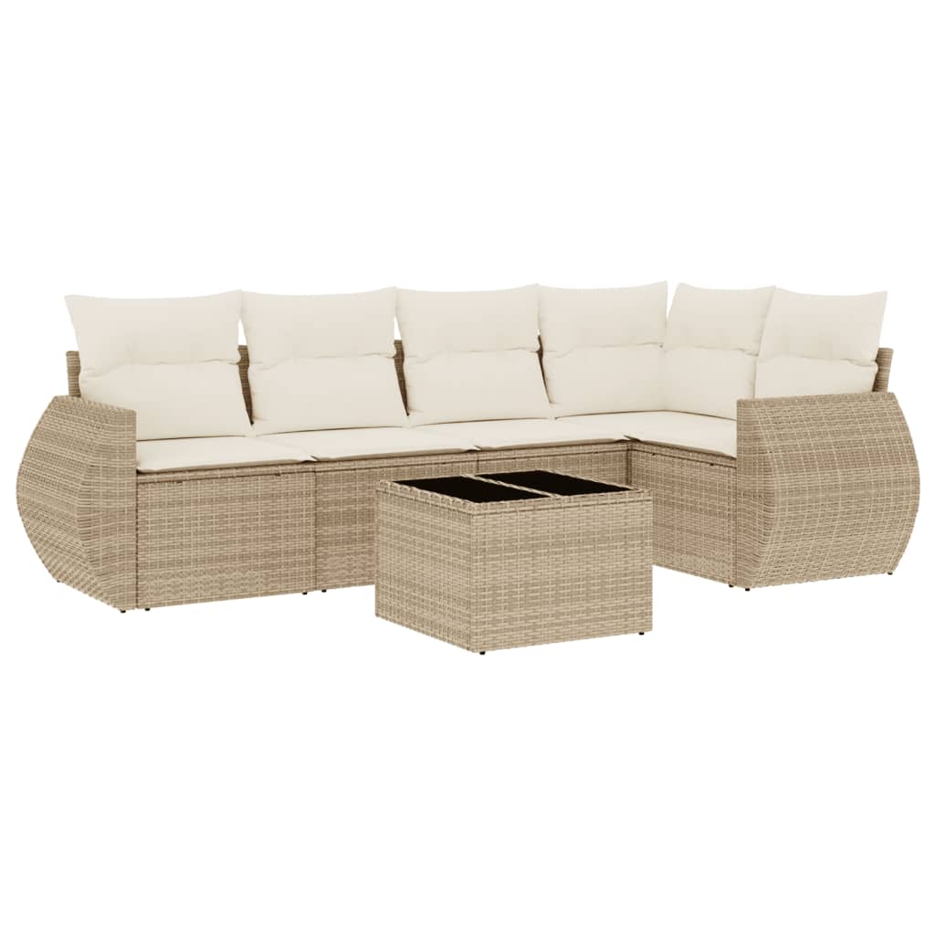 6-delige Loungeset met kussens poly rattan beige is nu te koop bij PeponiXL, paradijselijk wonen!