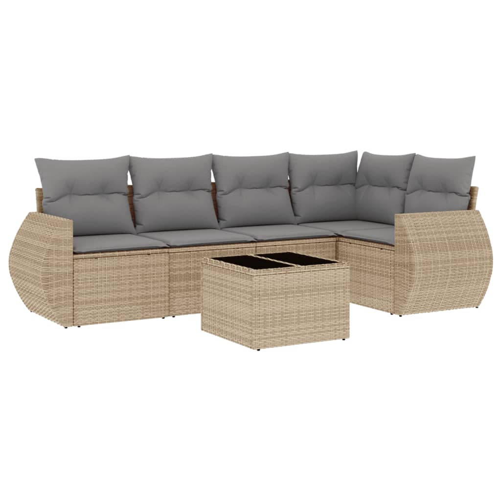 6-delige Loungeset met kussens poly rattan beige is nu te koop bij PeponiXL, paradijselijk wonen!