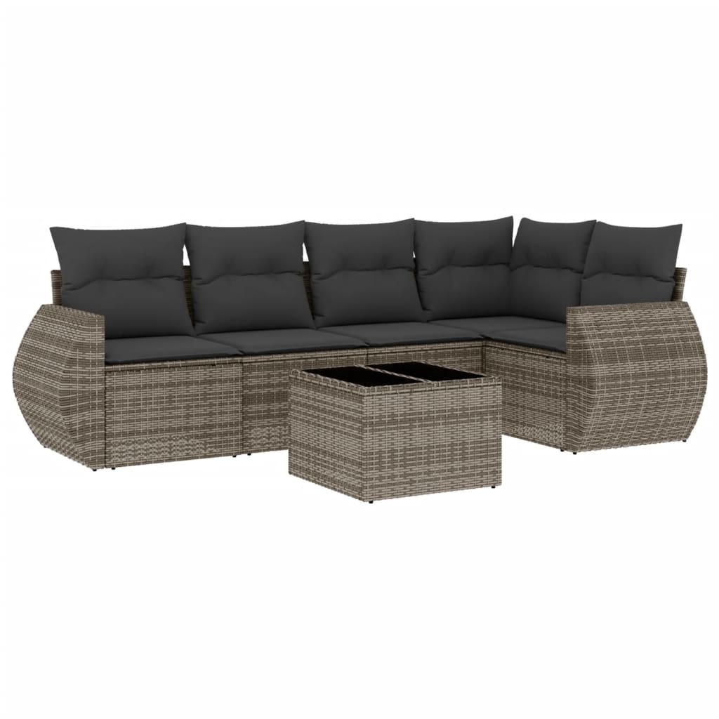 6-delige Loungeset met kussens poly rattan grijs is nu te koop bij PeponiXL, paradijselijk wonen!