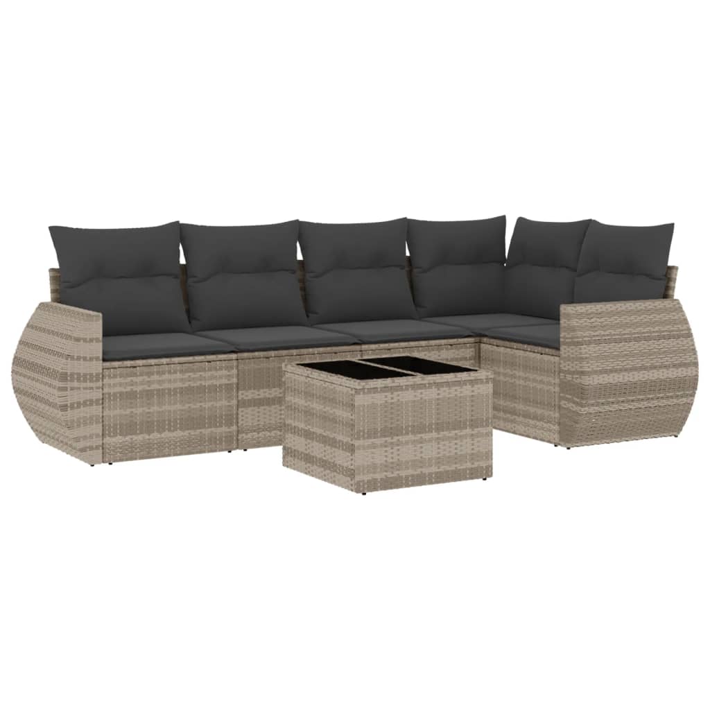 6-delige Loungeset met kussens poly rattan lichtgrijs is nu te koop bij PeponiXL, paradijselijk wonen!