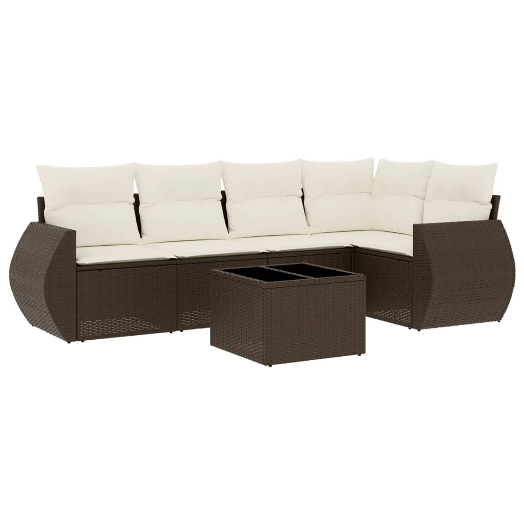 6-delige Loungeset met kussens poly rattan bruin is nu te koop bij PeponiXL, paradijselijk wonen!