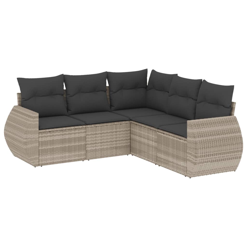 5-delige Loungeset met kussens poly rattan lichtgrijs is nu te koop bij PeponiXL, paradijselijk wonen!