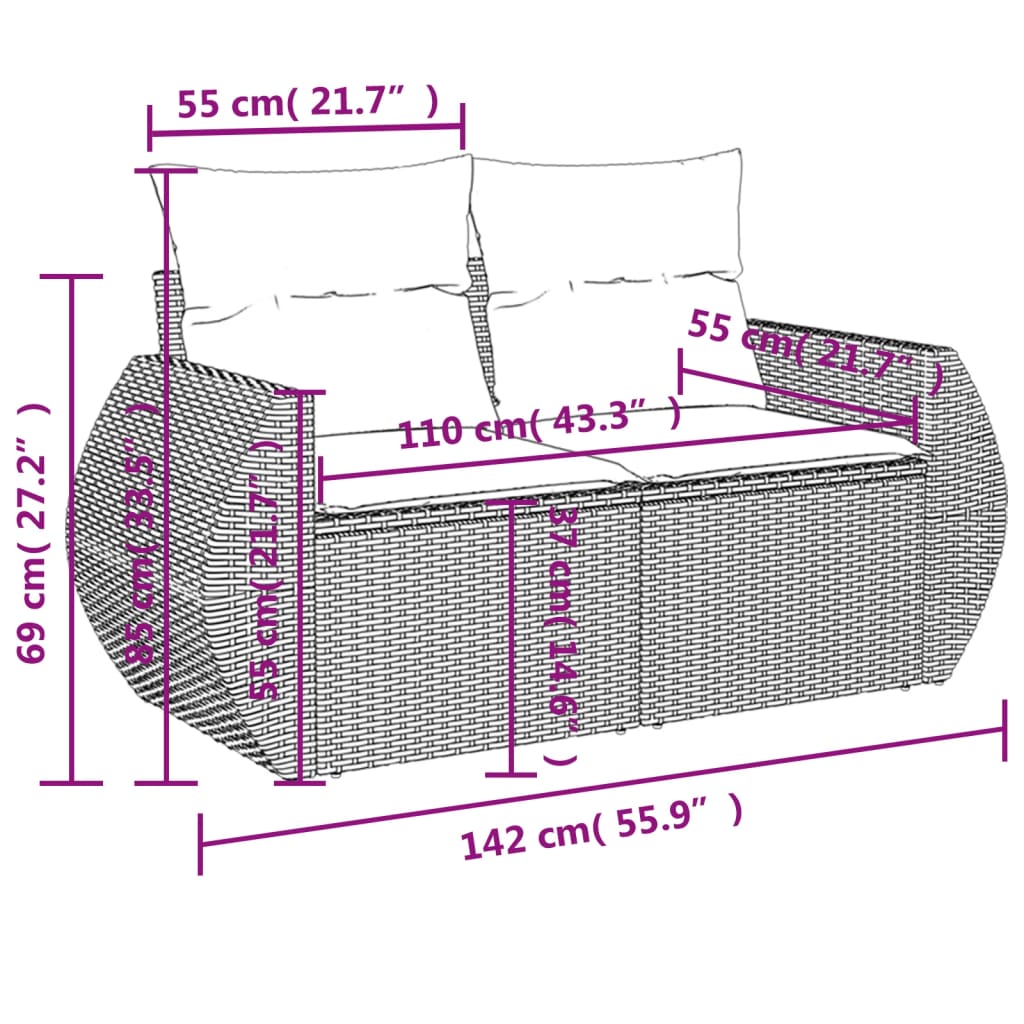 5-delige Loungeset met kussens poly rattan bruin is nu te koop bij PeponiXL, paradijselijk wonen!
