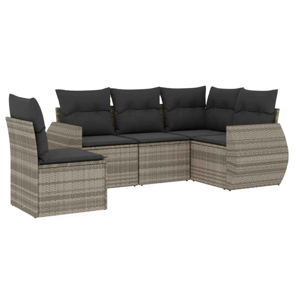 5-delige Loungeset met kussens poly rattan lichtgrijs is nu te koop bij PeponiXL, paradijselijk wonen!