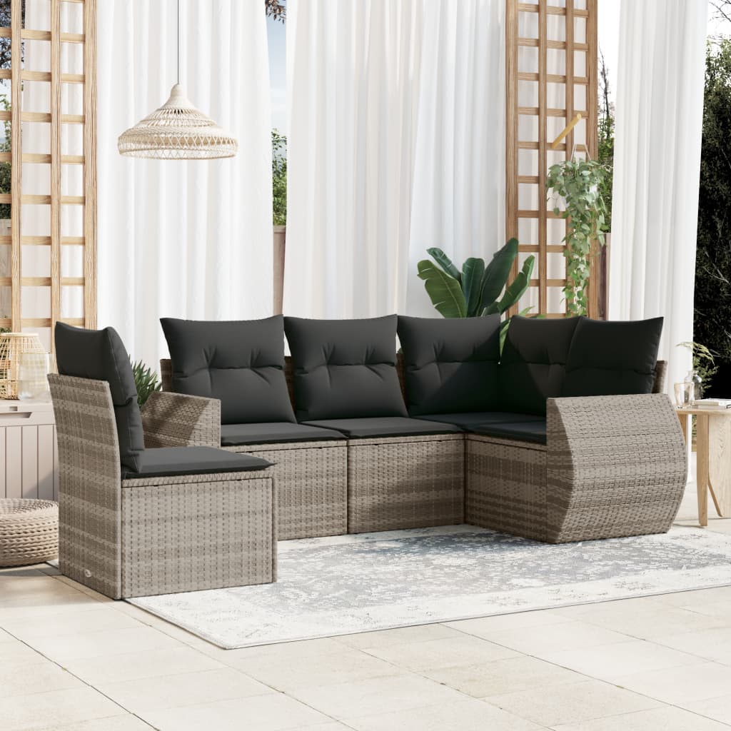 5-delige Loungeset met kussens poly rattan lichtgrijs is nu te koop bij PeponiXL, paradijselijk wonen!