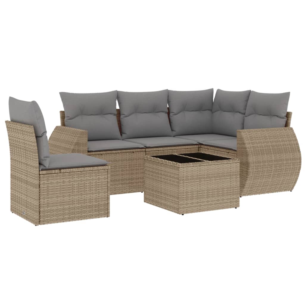 6-delige Loungeset met kussens poly rattan beige is nu te koop bij PeponiXL, paradijselijk wonen!