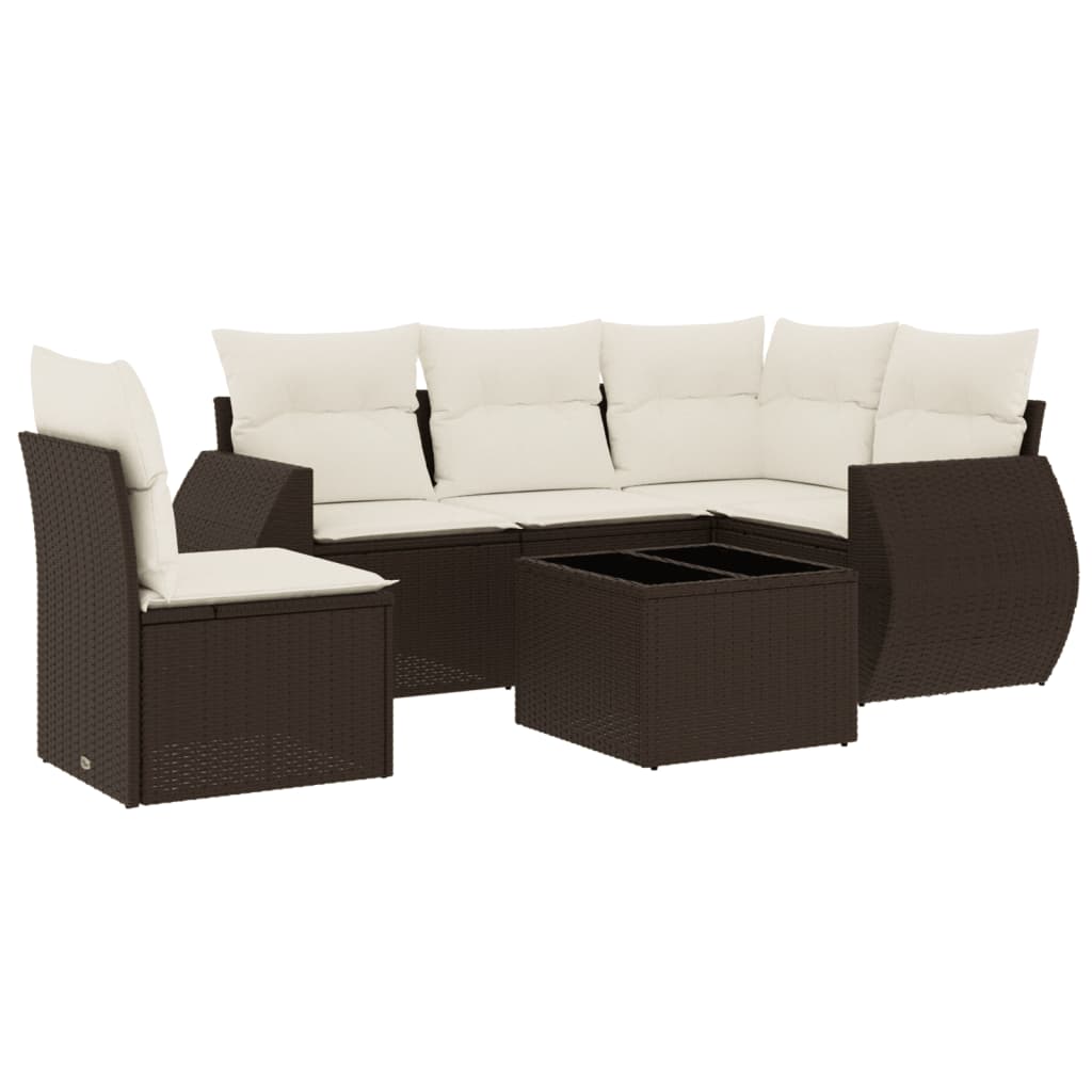 6-delige Loungeset met kussens poly rattan bruin is nu te koop bij PeponiXL, paradijselijk wonen!