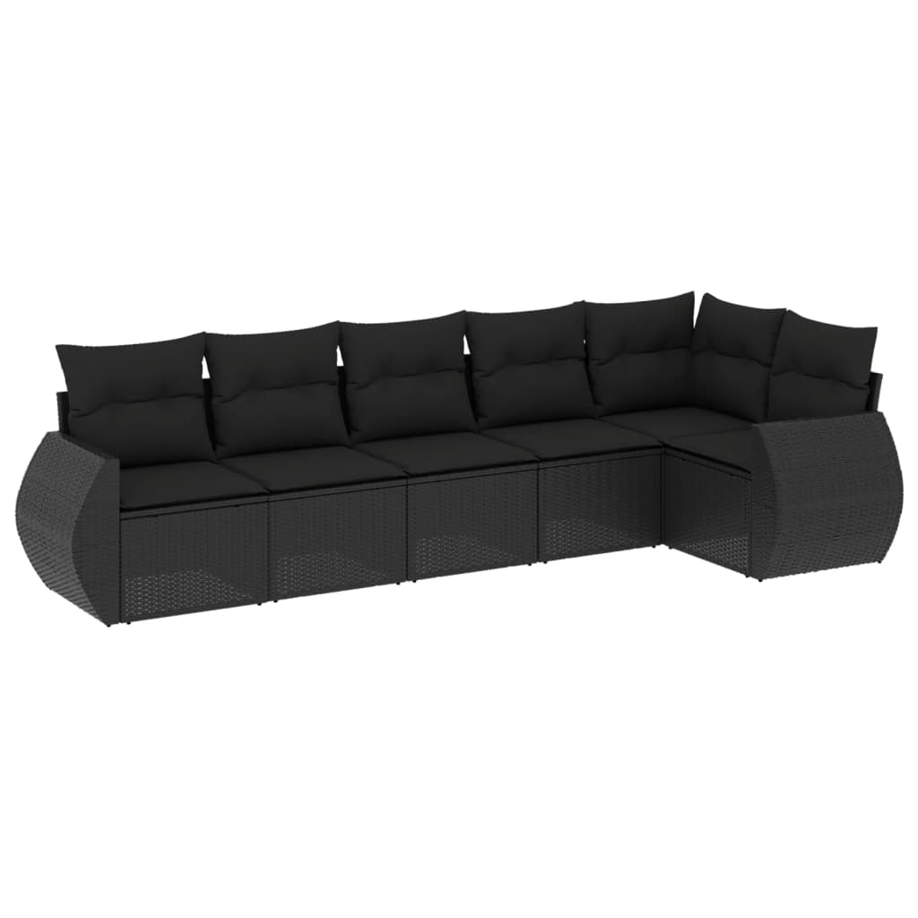 6-delige Loungeset met kussens poly rattan zwart is nu te koop bij PeponiXL, paradijselijk wonen!