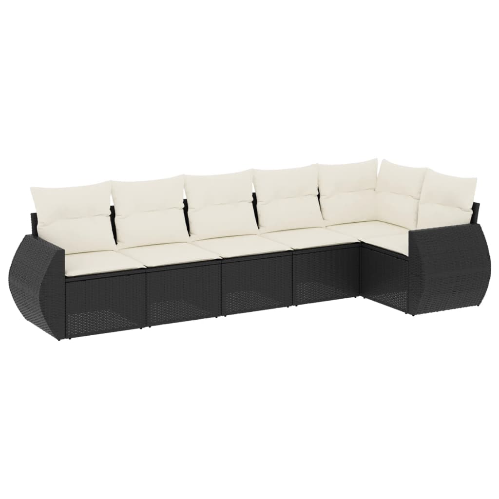 6-delige Loungeset met kussens poly rattan zwart is nu te koop bij PeponiXL, paradijselijk wonen!