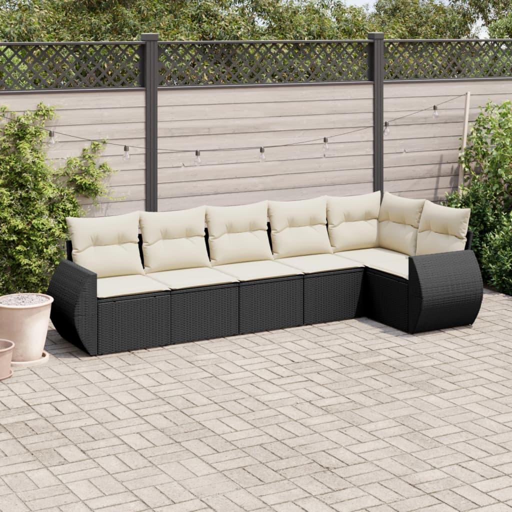 6-delige Loungeset met kussens poly rattan zwart is nu te koop bij PeponiXL, paradijselijk wonen!