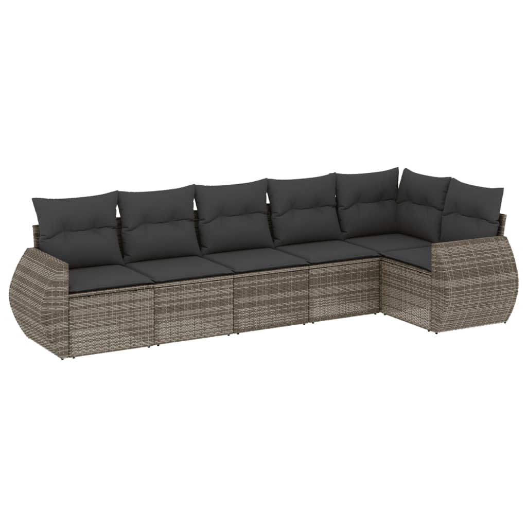 6-delige Loungeset met kussens poly rattan grijs is nu te koop bij PeponiXL, paradijselijk wonen!
