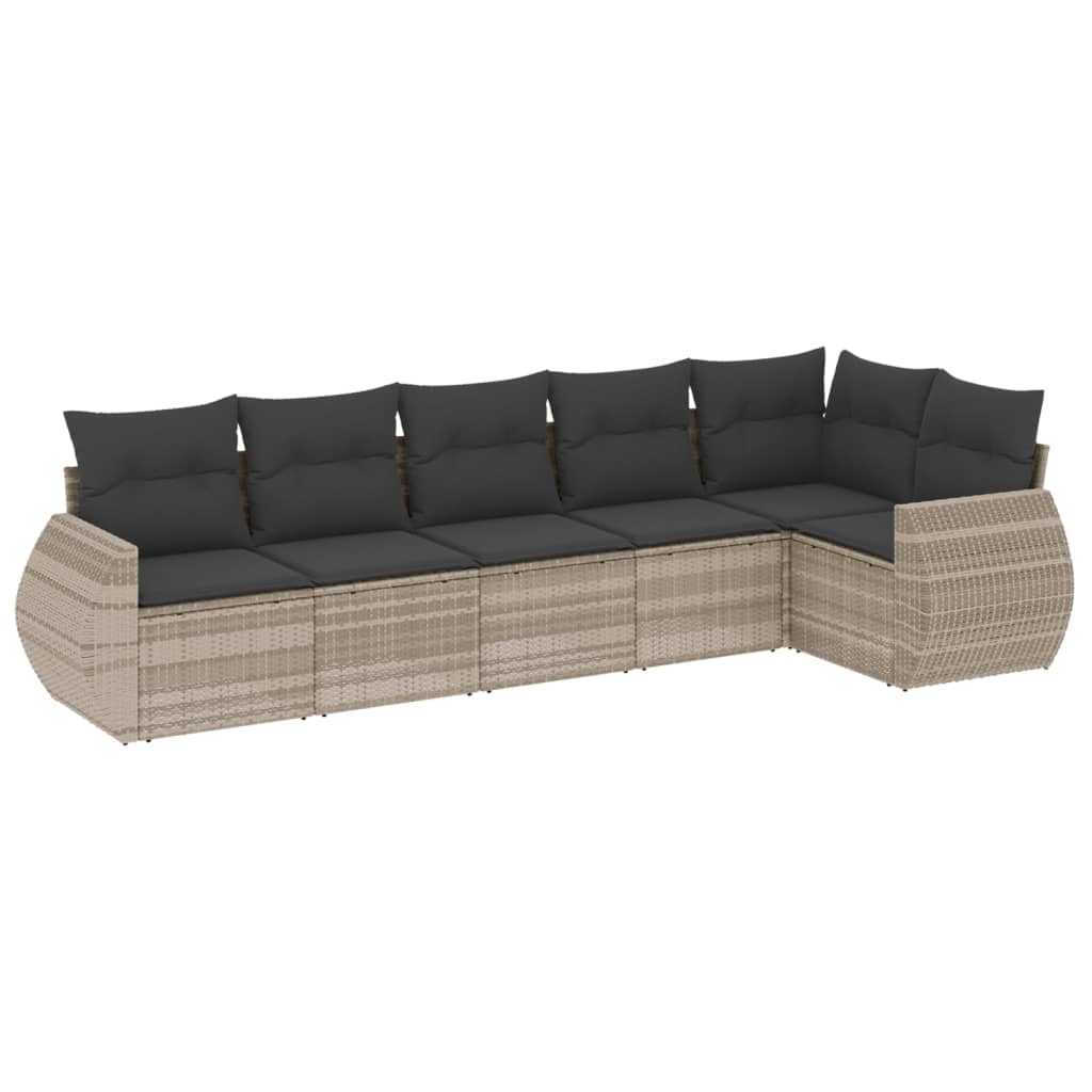 6-delige Loungeset met kussens poly rattan lichtgrijs is nu te koop bij PeponiXL, paradijselijk wonen!