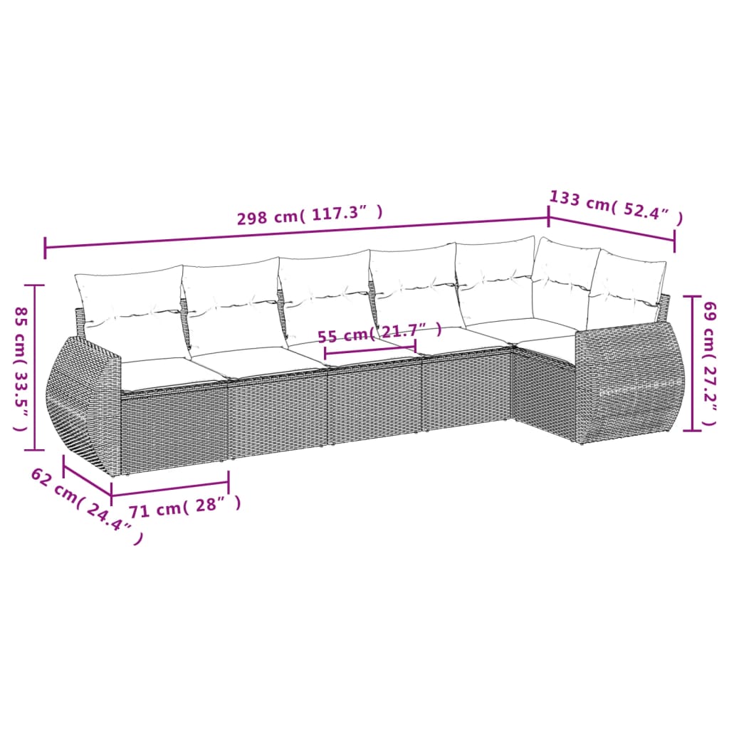 6-delige Loungeset met kussens poly rattan lichtgrijs is nu te koop bij PeponiXL, paradijselijk wonen!