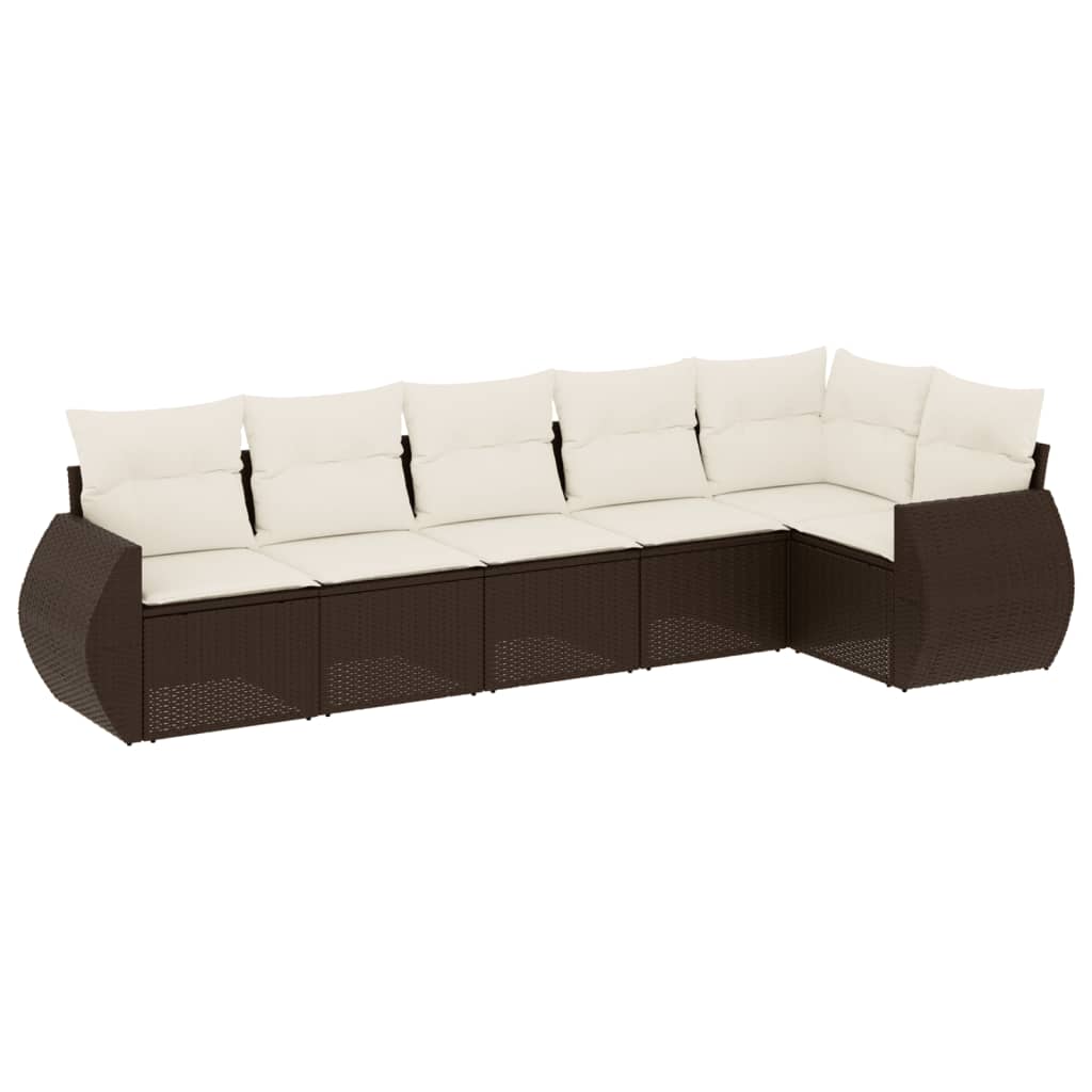 6-delige Loungeset met kussens poly rattan bruin is nu te koop bij PeponiXL, paradijselijk wonen!