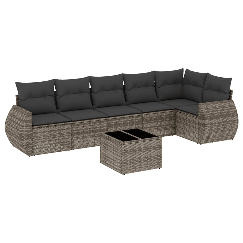 7-delige Loungeset met kussens poly rattan grijs is nu te koop bij PeponiXL, paradijselijk wonen!