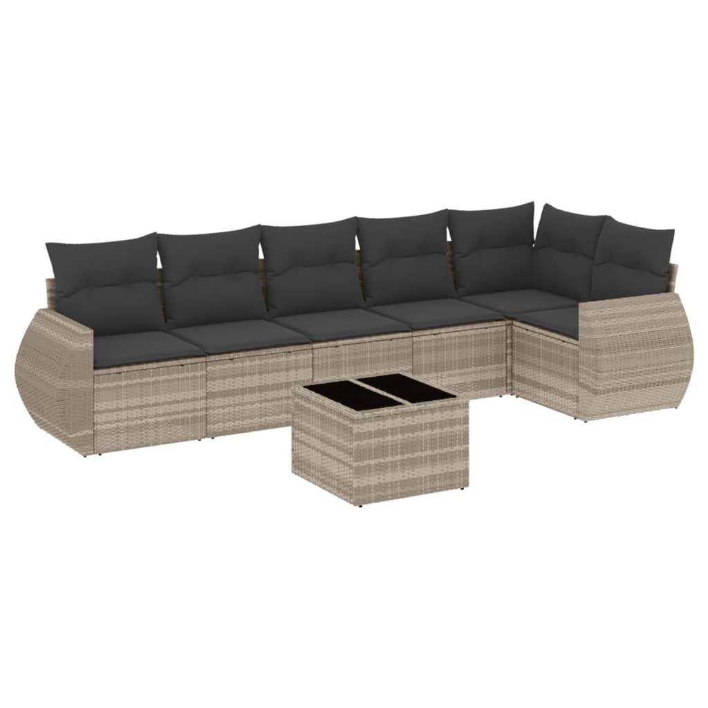 7-delige Loungeset met kussens poly rattan lichtgrijs is nu te koop bij PeponiXL, paradijselijk wonen!