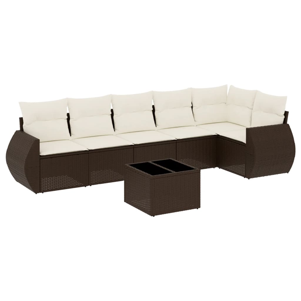 7-delige Loungeset met kussens poly rattan bruin is nu te koop bij PeponiXL, paradijselijk wonen!