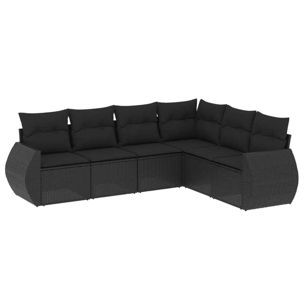 6-delige Loungeset met kussens poly rattan zwart is nu te koop bij PeponiXL, paradijselijk wonen!