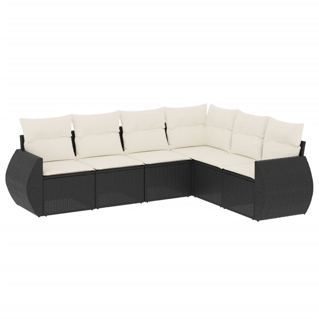 6-delige Loungeset met kussens poly rattan zwart is nu te koop bij PeponiXL, paradijselijk wonen!
