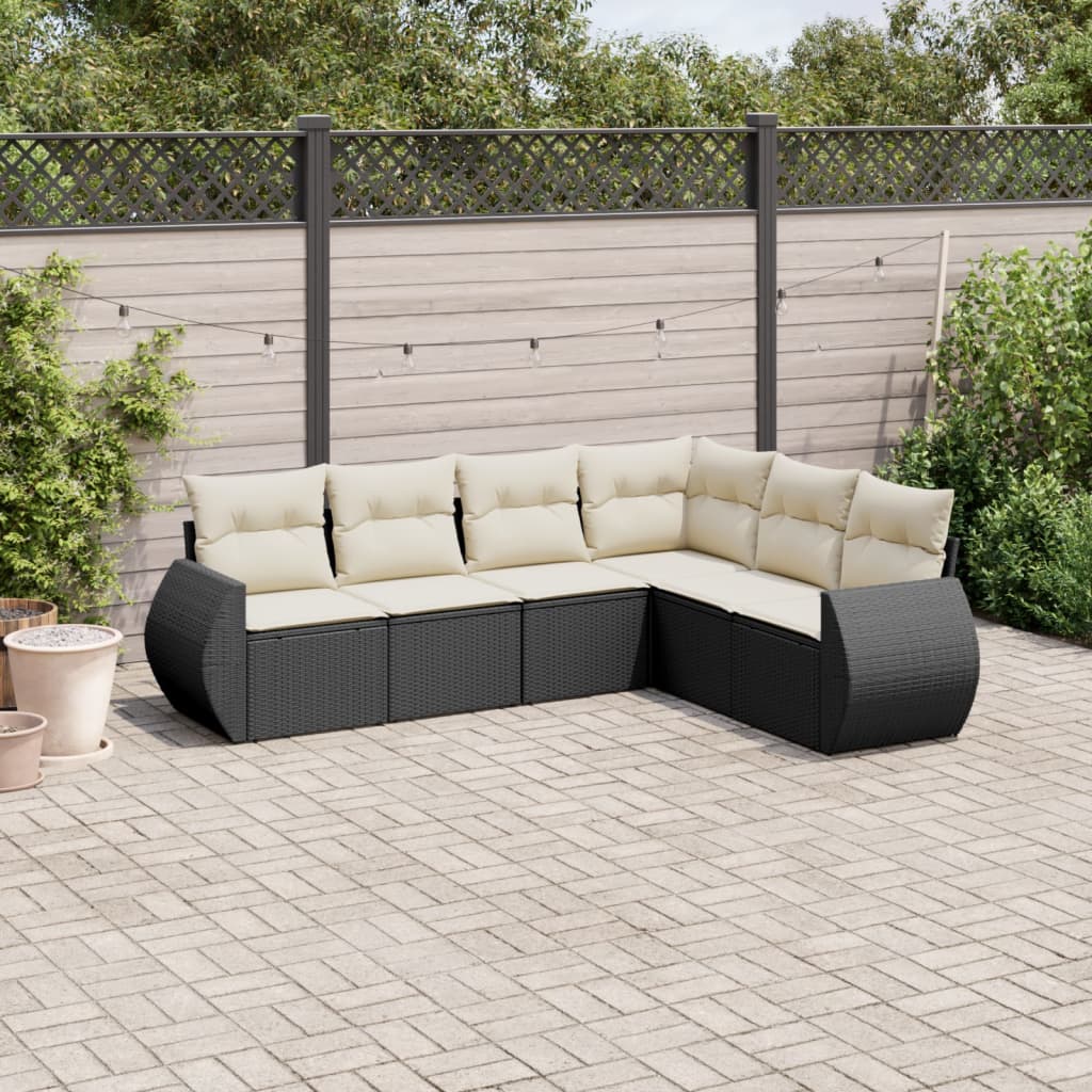 6-delige Loungeset met kussens poly rattan zwart is nu te koop bij PeponiXL, paradijselijk wonen!