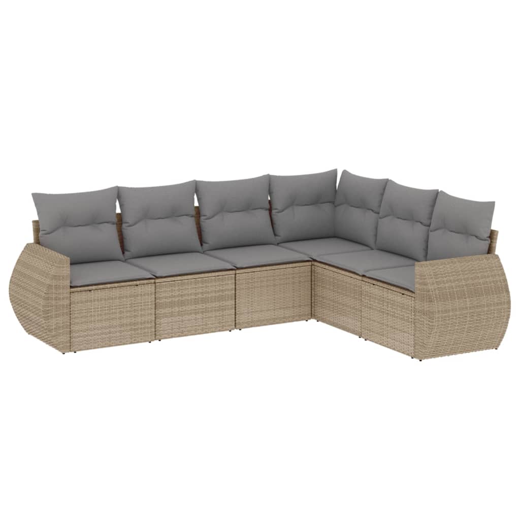 6-delige Loungeset met kussens poly rattan beige is nu te koop bij PeponiXL, paradijselijk wonen!