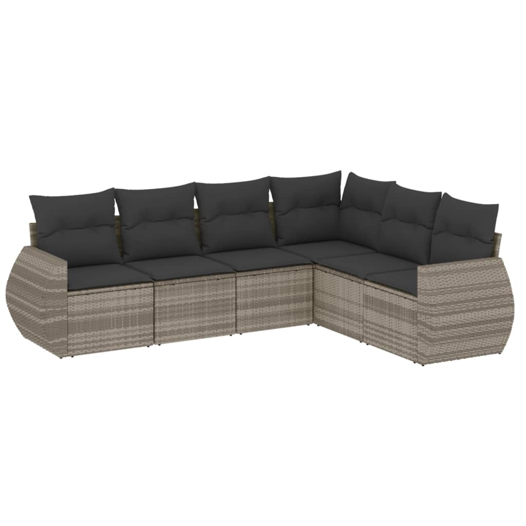6-delige Loungeset met kussens poly rattan lichtgrijs is nu te koop bij PeponiXL, paradijselijk wonen!