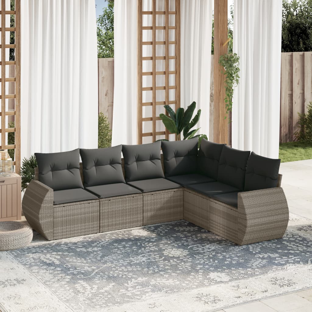 6-delige Loungeset met kussens poly rattan lichtgrijs is nu te koop bij PeponiXL, paradijselijk wonen!