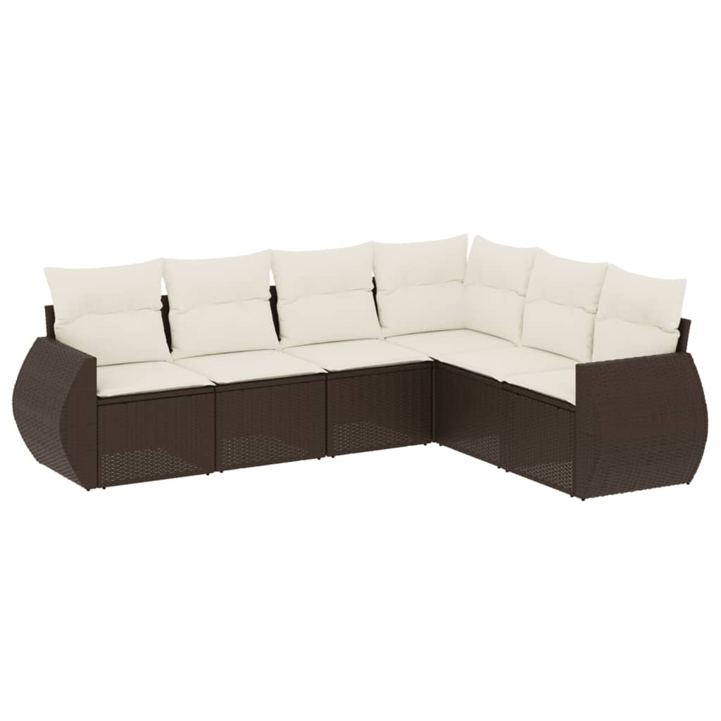 6-delige Loungeset met kussens poly rattan bruin is nu te koop bij PeponiXL, paradijselijk wonen!