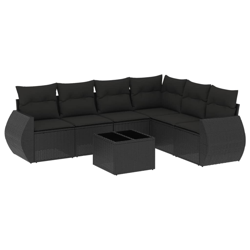 7-delige Loungeset met kussens poly rattan zwart is nu te koop bij PeponiXL, paradijselijk wonen!