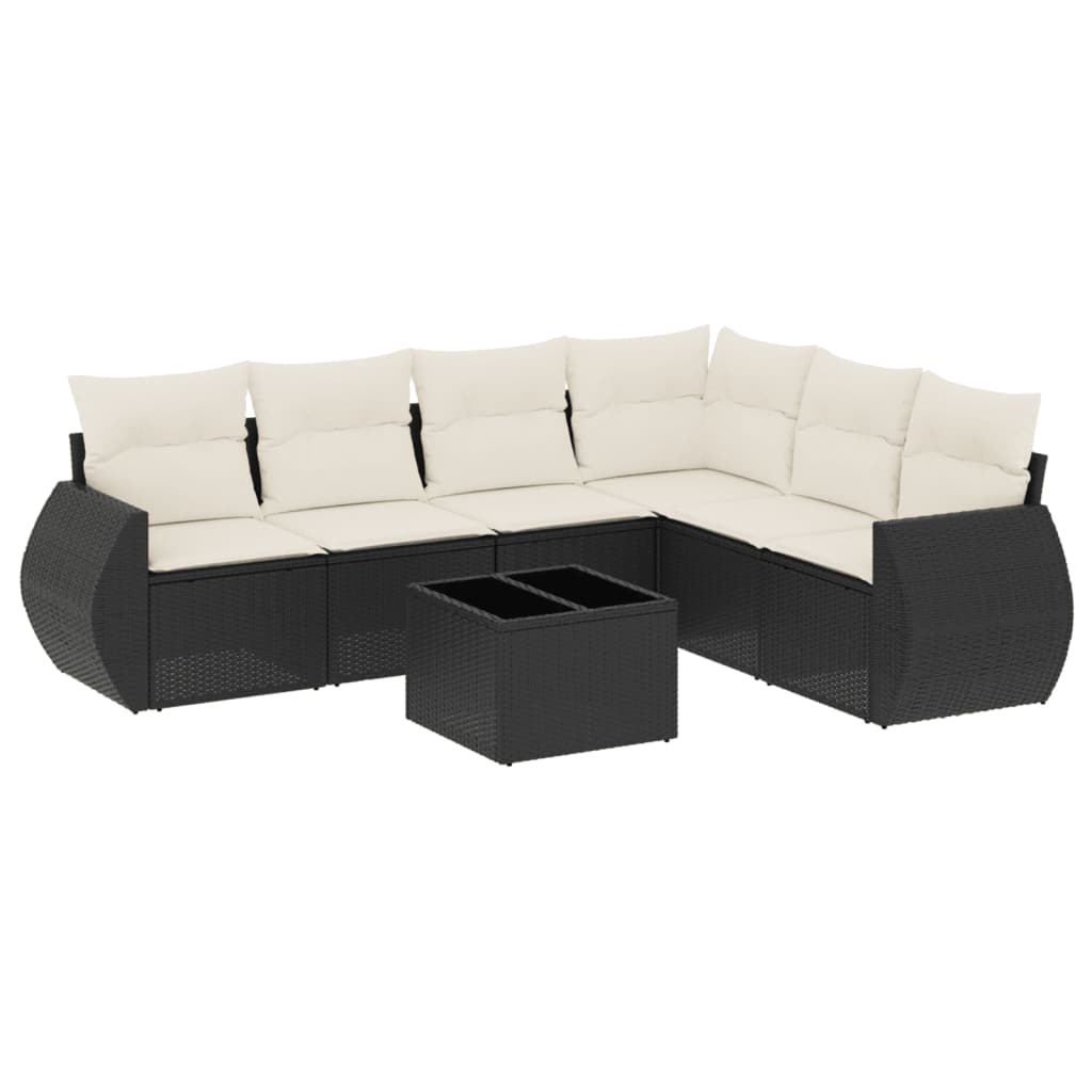 7-delige Loungeset met kussens poly rattan zwart is nu te koop bij PeponiXL, paradijselijk wonen!