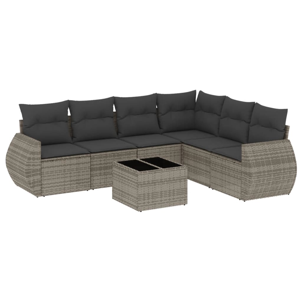 7-delige Loungeset met kussens poly rattan grijs is nu te koop bij PeponiXL, paradijselijk wonen!
