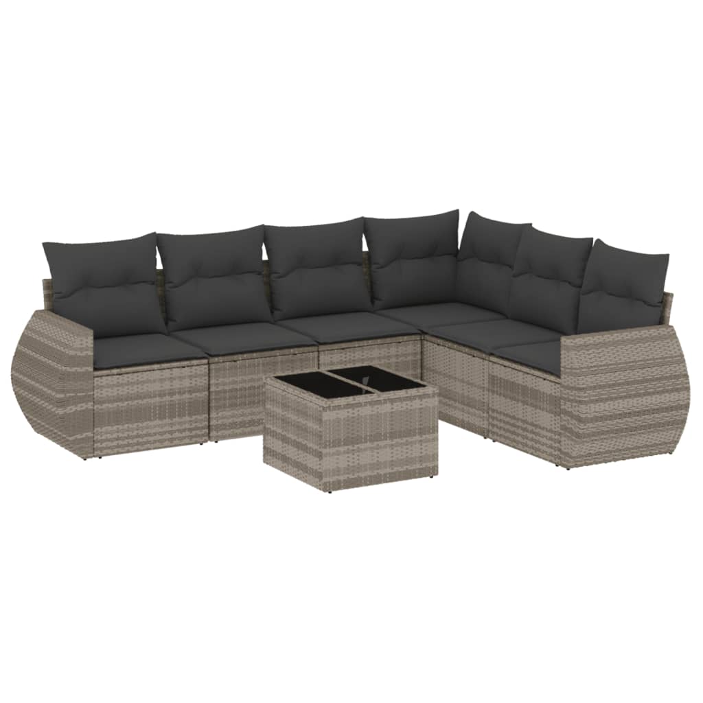 7-delige Loungeset met kussens poly rattan lichtgrijs is nu te koop bij PeponiXL, paradijselijk wonen!