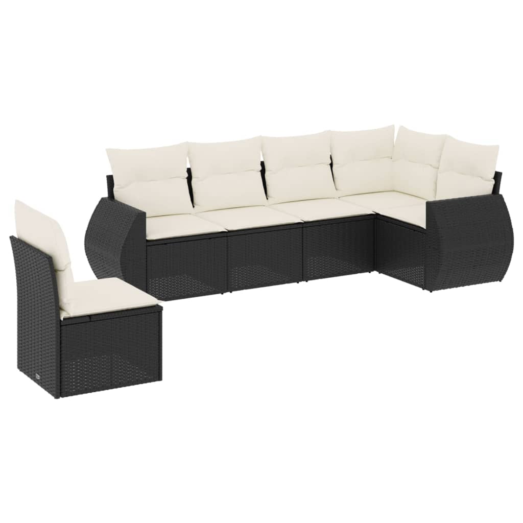 6-delige Loungeset met kussens poly rattan zwart is nu te koop bij PeponiXL, paradijselijk wonen!