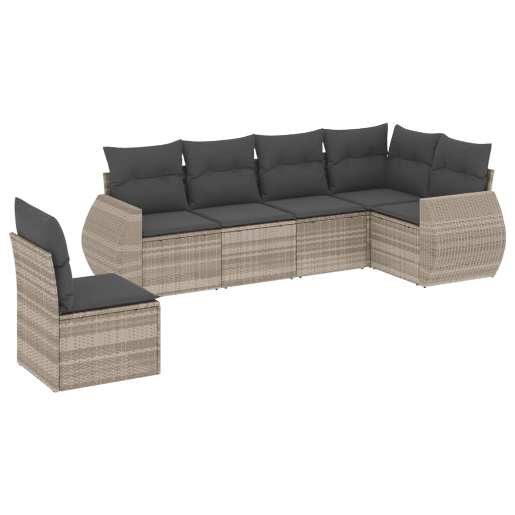 6-delige Loungeset met kussens poly rattan lichtgrijs is nu te koop bij PeponiXL, paradijselijk wonen!