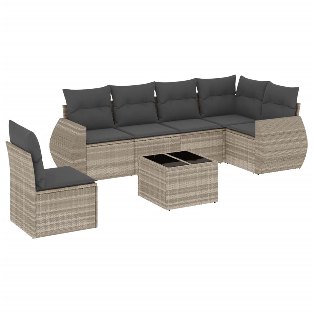 7-delige Loungeset met kussens poly rattan lichtgrijs is nu te koop bij PeponiXL, paradijselijk wonen!