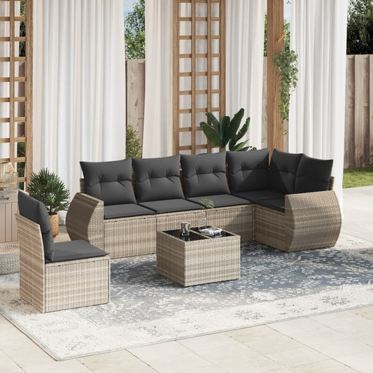 7-delige Loungeset met kussens poly rattan lichtgrijs is nu te koop bij PeponiXL, paradijselijk wonen!
