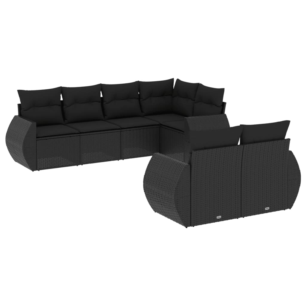 7-delige Loungeset met kussens poly rattan zwart is nu te koop bij PeponiXL, paradijselijk wonen!