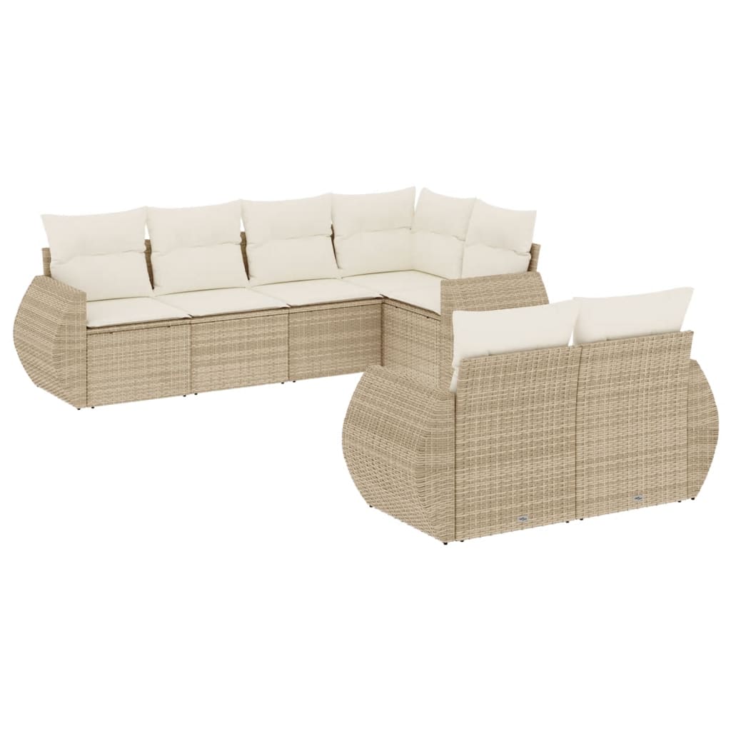 7-delige Loungeset met kussens poly rattan beige is nu te koop bij PeponiXL, paradijselijk wonen!