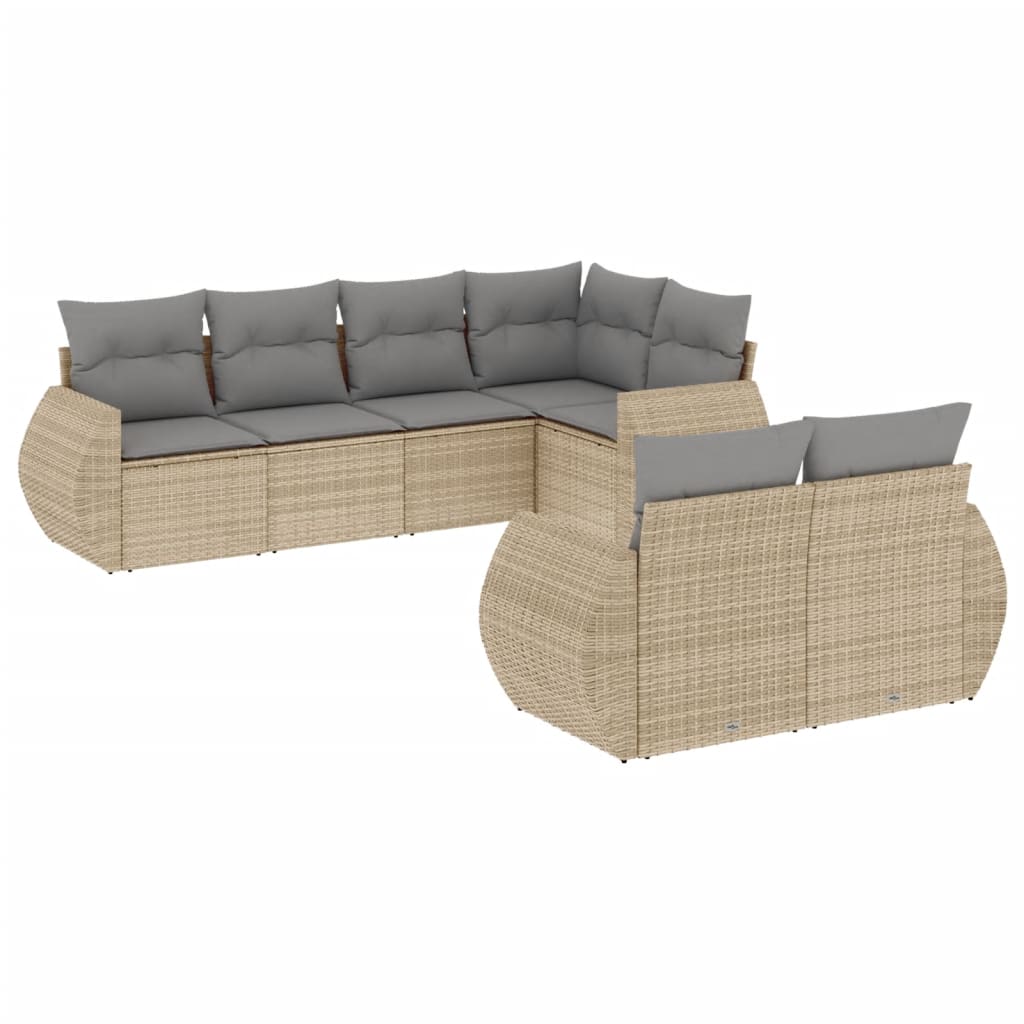 7-delige Loungeset met kussens poly rattan beige is nu te koop bij PeponiXL, paradijselijk wonen!