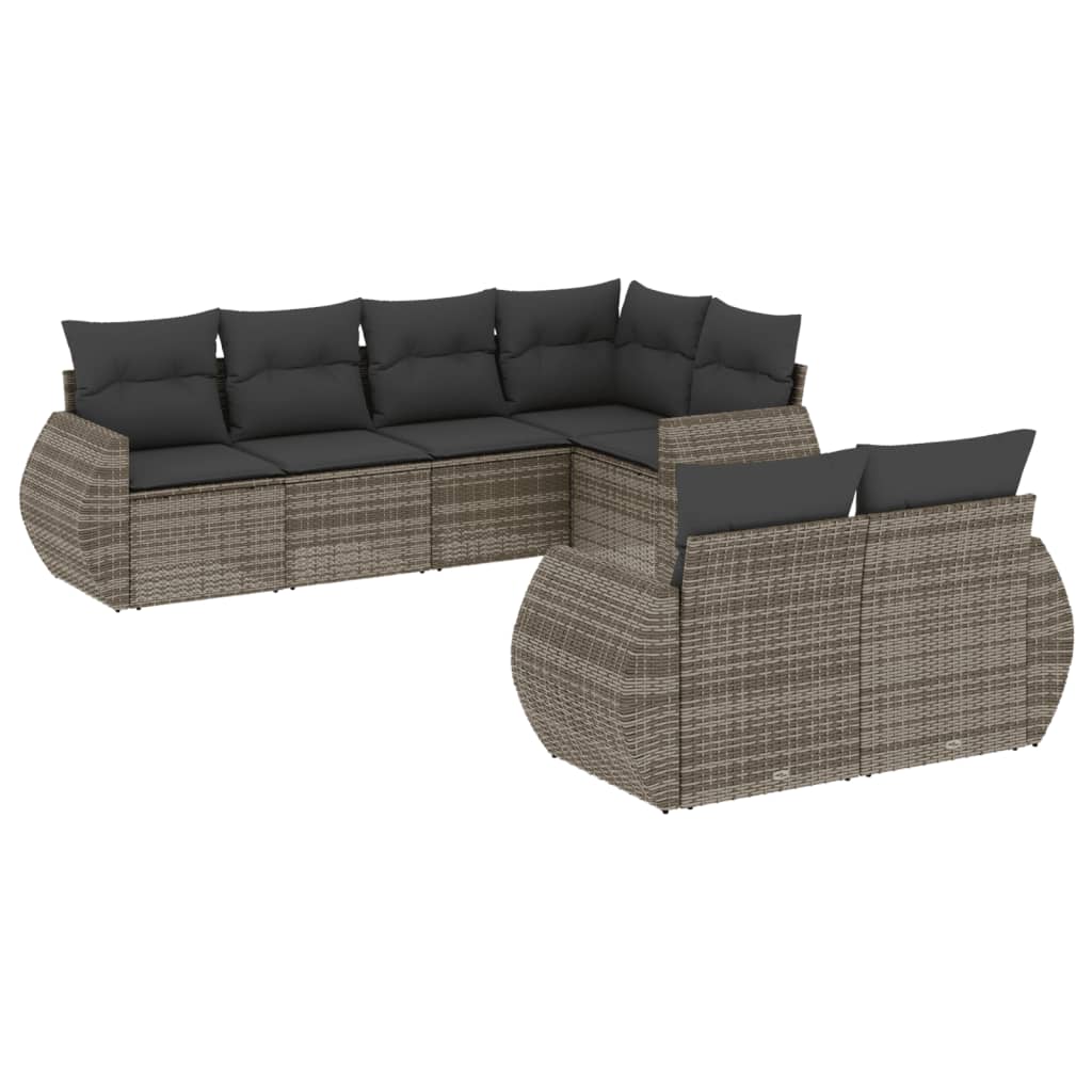 7-delige Loungeset met kussens poly rattan grijs is nu te koop bij PeponiXL, paradijselijk wonen!