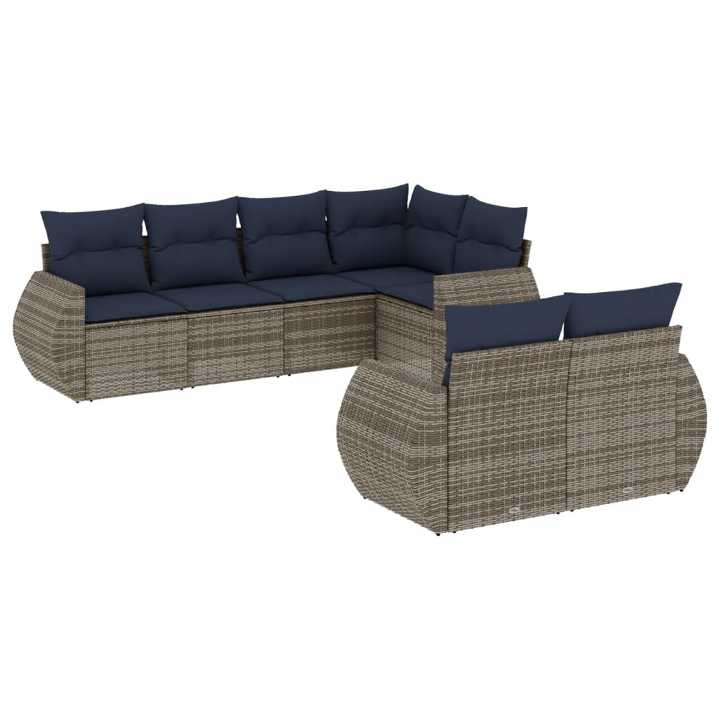 7-delige tuinbankset met kussens, grijs polyrotan is nu te koop bij PeponiXL, paradijselijk wonen!