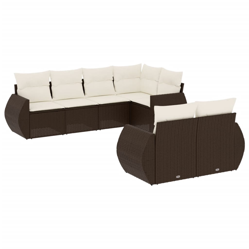 7-delige Loungeset met kussens poly rattan bruin is nu te koop bij PeponiXL, paradijselijk wonen!