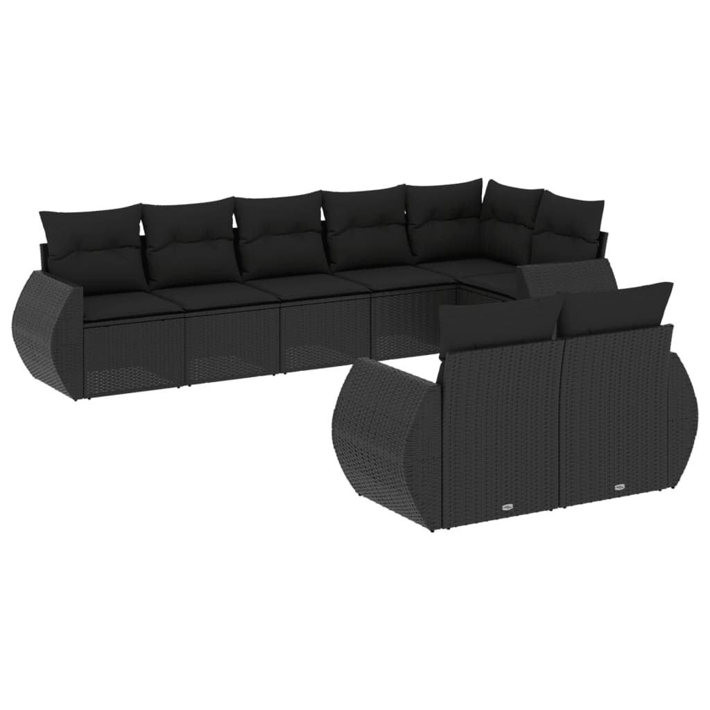 8-delige Loungeset met kussens poly rattan zwart is nu te koop bij PeponiXL, paradijselijk wonen!